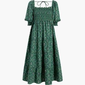 Hill House Home Nesli Nap Dress, Emerald Trellis, Size S
